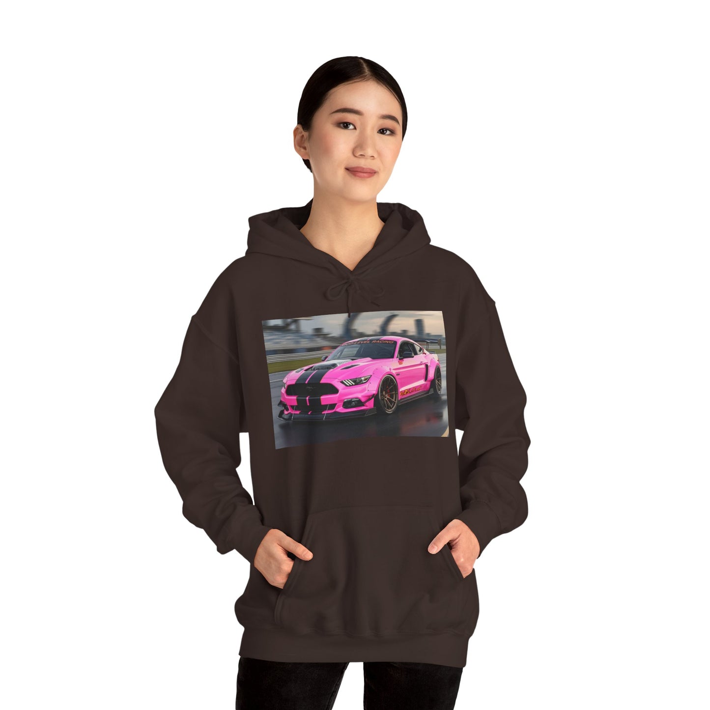 Pink Sports Car Hoodie, Automotive Sweatshirt, Gift for Car Enthusiasts, Cozy Casual Wear, Birthday Present, Unisex Hooded Sweatshirt