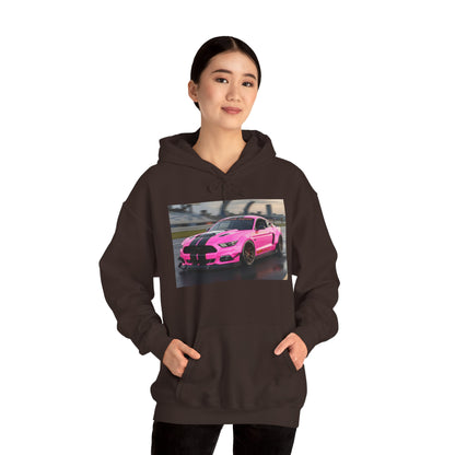 Pink Sports Car Hoodie, Automotive Sweatshirt, Gift for Car Enthusiasts, Cozy Casual Wear, Birthday Present, Unisex Hooded Sweatshirt