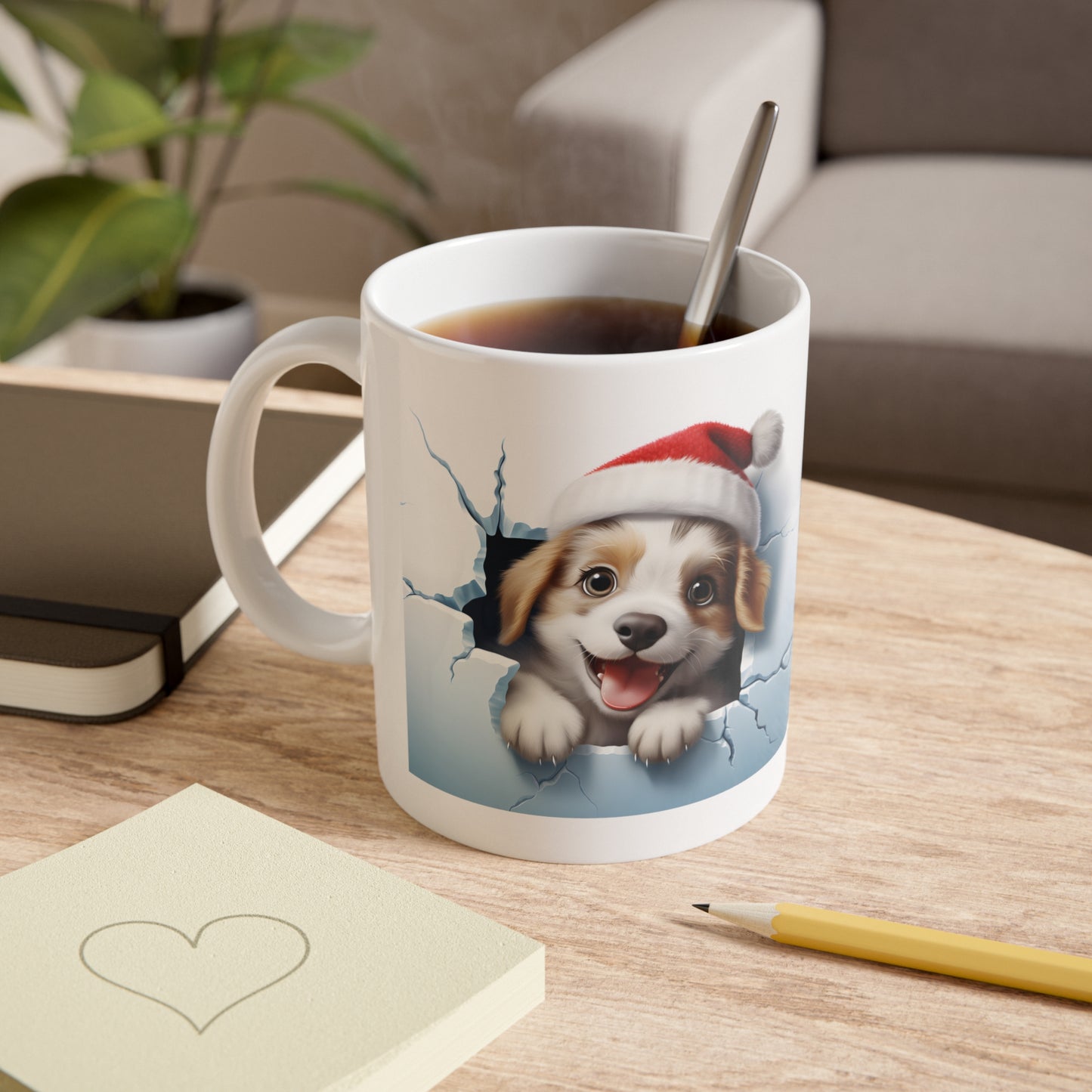 Festive Dog Mug - Christmas Puppy Gift, Cute Ceramic Coffee Cup, Holiday Drinkware, Pet Lover's Present, Seasonal Home Decor