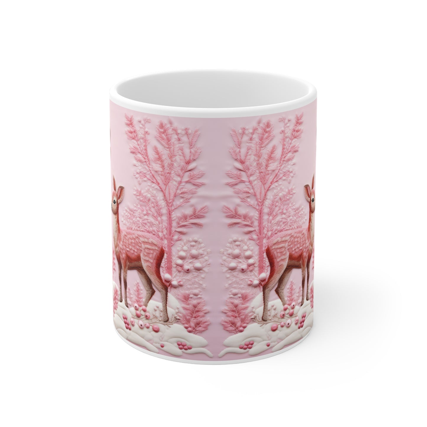 Charming Woodland Deer Ceramic Mug, Cozy Beverage Cup for Nature Lovers, Gift for Holidays, Wildlife Themed Drinkware, Perfect for Home