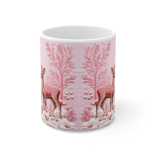 Charming Woodland Deer Ceramic Mug, Cozy Beverage Cup for Nature Lovers, Gift for Holidays, Wildlife Themed Drinkware, Perfect for Home