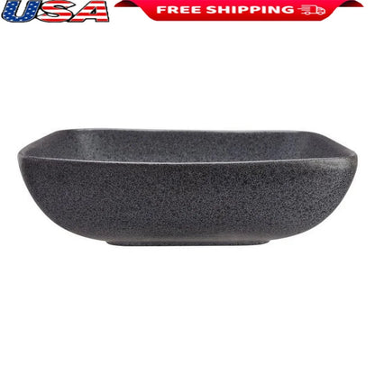 Durable Reactive Glaze Square Stoneware Dinner Bowl - Unique Mottled Design, Microwave & Dishwasher Safe, Modern Kitchen Decor