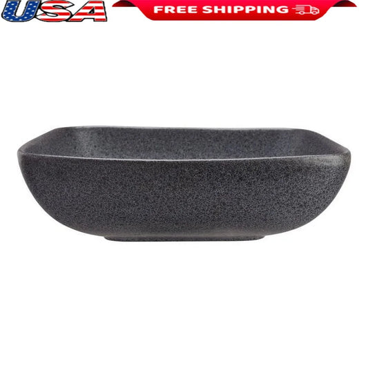 Durable Reactive Glaze Square Stoneware Dinner Bowl - Unique Mottled Design, Microwave & Dishwasher Safe, Modern Kitchen Decor