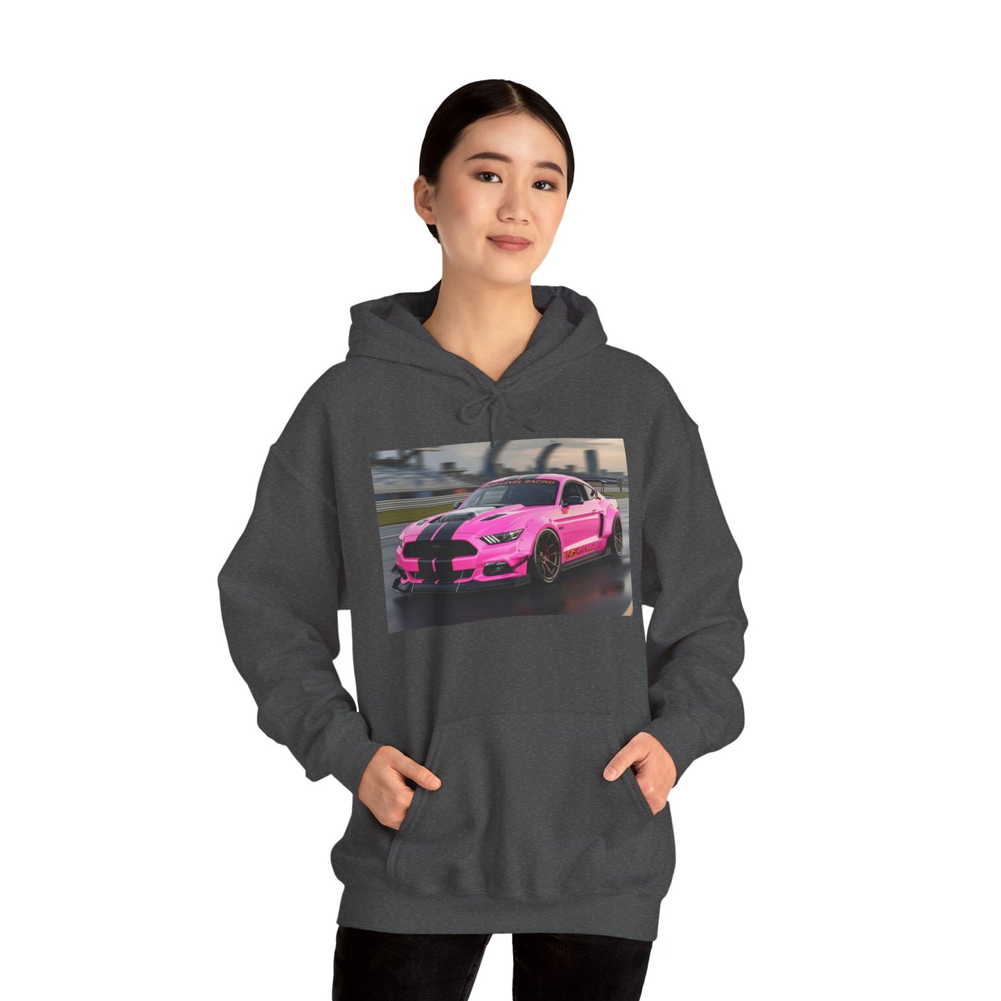 Pink Sports Car Hoodie, Automotive Sweatshirt, Gift for Car Enthusiasts, Cozy Casual Wear, Birthday Present, Unisex Hooded Sweatshirt