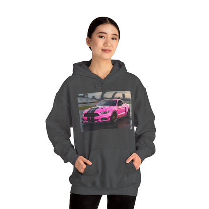 Pink Sports Car Hoodie, Automotive Sweatshirt, Gift for Car Enthusiasts, Cozy Casual Wear, Birthday Present, Unisex Hooded Sweatshirt
