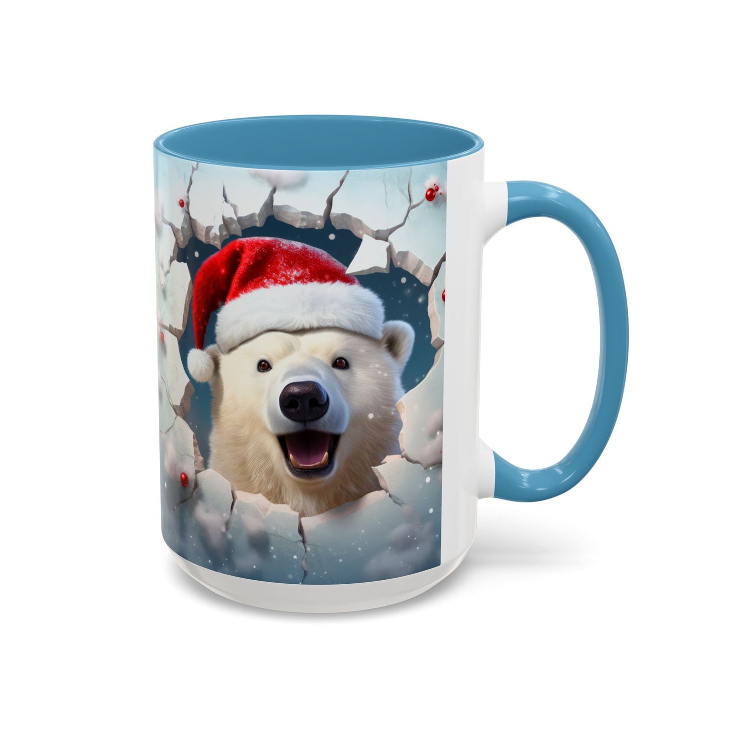 Festive Polar Bear Accent Coffee Mug - Holiday Gifts, Winter Decor, Christmas Mug, Cute Animal Lover's Gift, Cozy Winter Vibes