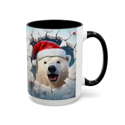 Festive Polar Bear Accent Coffee Mug - Holiday Gifts, Winter Decor, Christmas Mug, Cute Animal Lover's Gift, Cozy Winter Vibes