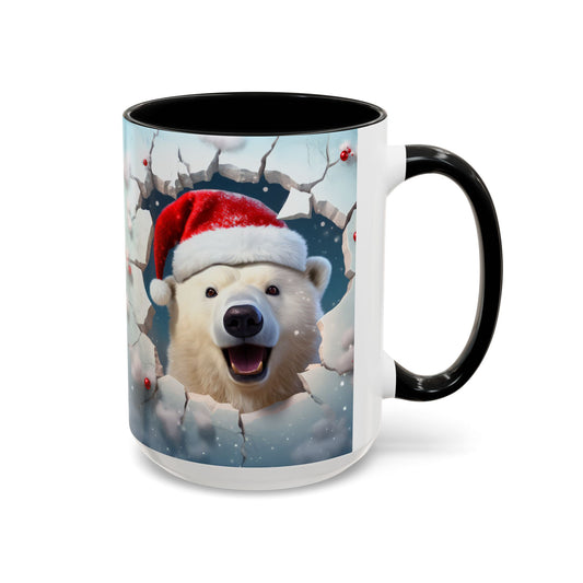 Festive Polar Bear Accent Coffee Mug - Holiday Gifts, Winter Decor, Christmas Mug, Cute Animal Lover's Gift, Cozy Winter Vibes