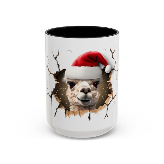 Santa Llama Accent Coffee Mug - Fun Holiday Gift for Animal Lovers, Perfect for Christmas, Office Decor, Mug Collection, Home & Kitchen